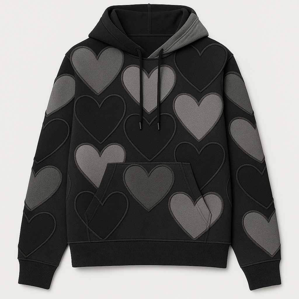 Hearts Hoodie Black